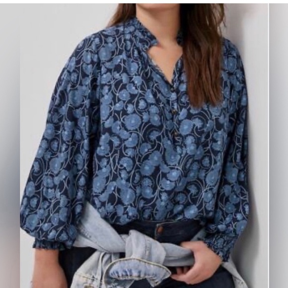 Anthropologie Maeve Collette Floral Motif Balloon Sleeve Peasant Blouse - Picture 16 of 16